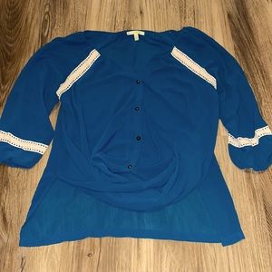 Teal Blouse with faux buttons